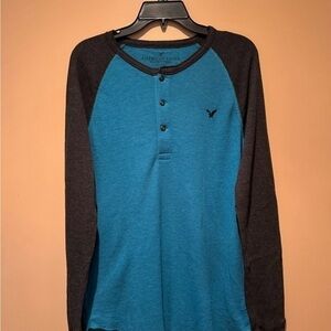 American Eagle Outfitters Blue and Black Long Sleeve Tee